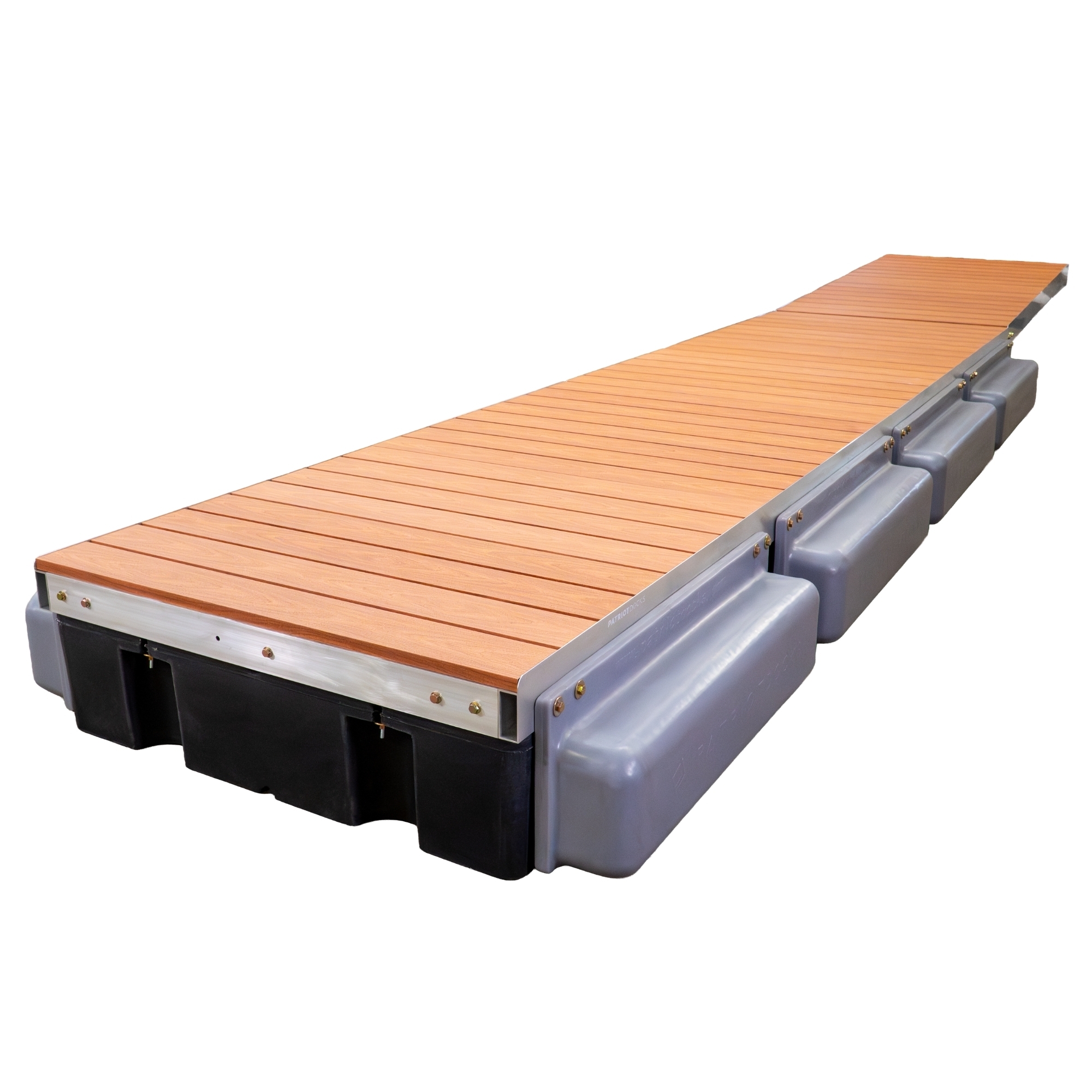 Patriot Docks 32' Low-Profile Premium Floating Dock with Brown Aluminum Decking